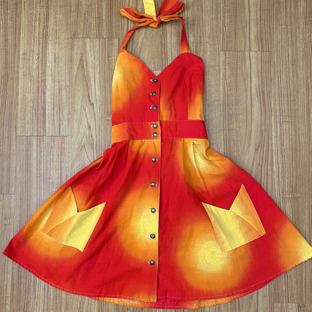 Field Day Vintage Handmade Tie Dye Halter Dress